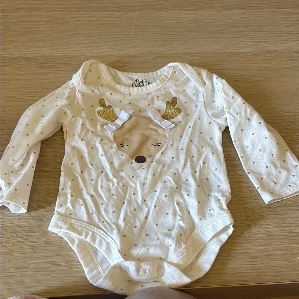 Baby Essentials Cream and Gold Bodysuit with Textured Design